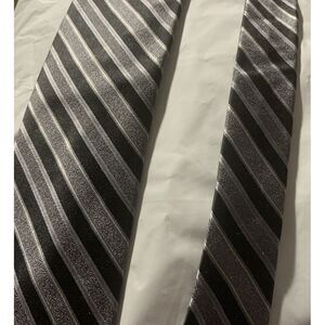 J Farra 3.5x60 Black Silver Diagonal Stripe 100% Silk Tie
